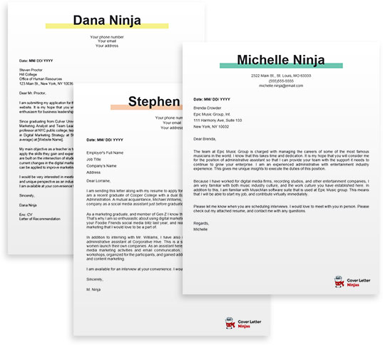 cover letter examples for Word