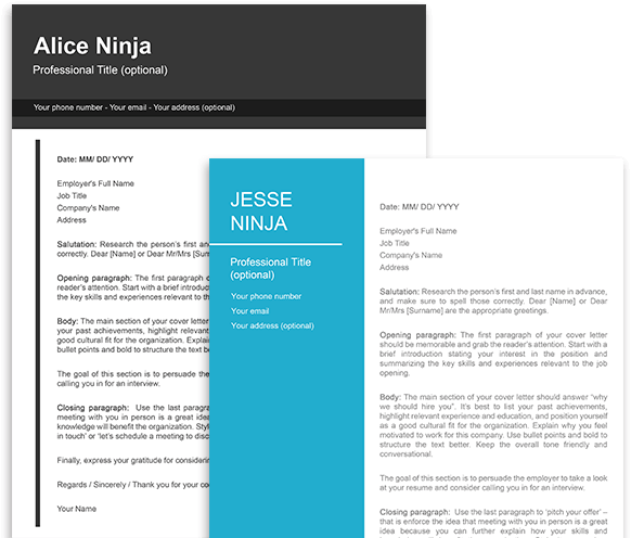 free cover letter templates