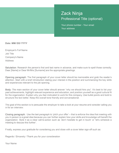 creative cover letter template