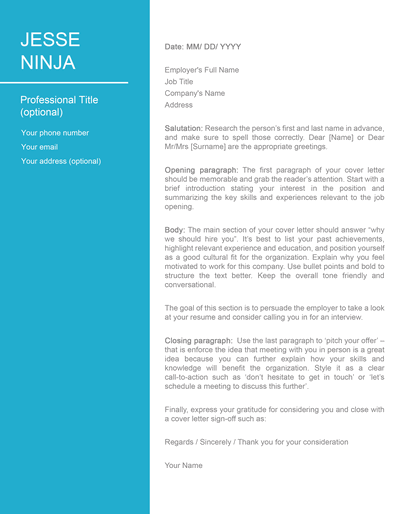 modern cover letter template