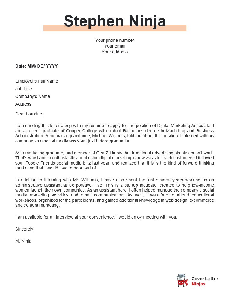 application letter for it without experience