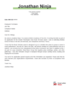 A Compelling and Motivating Scholarship Cover Letter Example - Cover