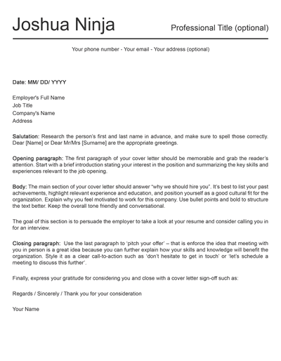 simple cover letter template