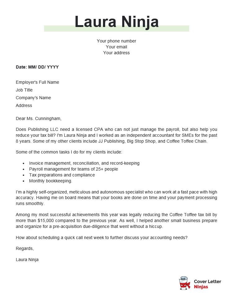 accountant cover letter sample for Word