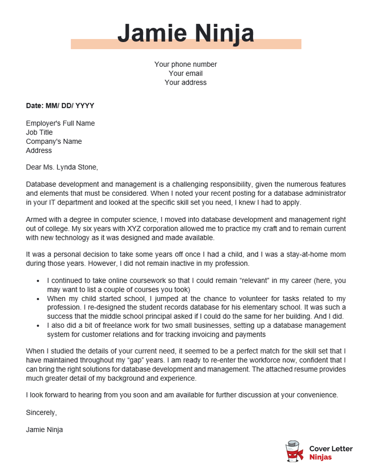 Sample Cover Letter For Stay At Home Mom Onvacationswall