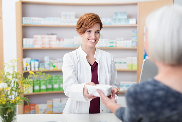 pharmacist with customer