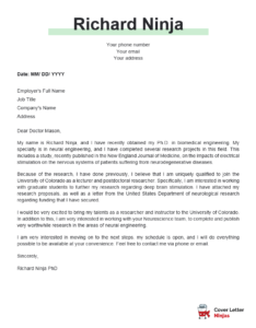 Postdoctoral Cover Letter Example and Job Hunting Tips - Cover Letter