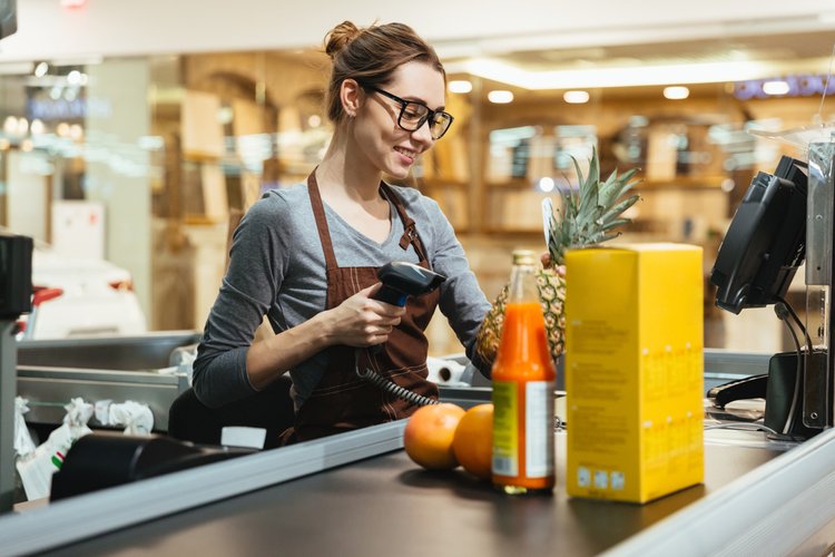 cashier scanning products