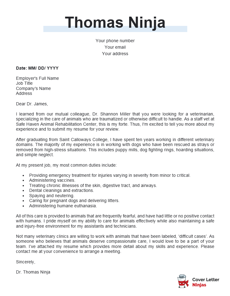 sample cover letter for veterinary receptionist position no experience