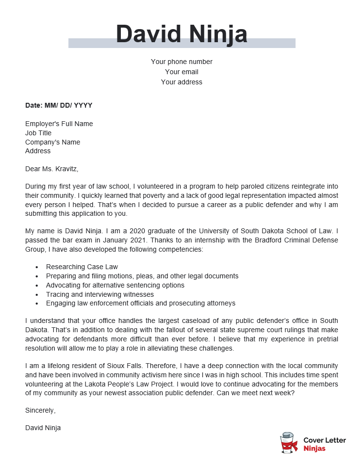 public defender cover letter sample