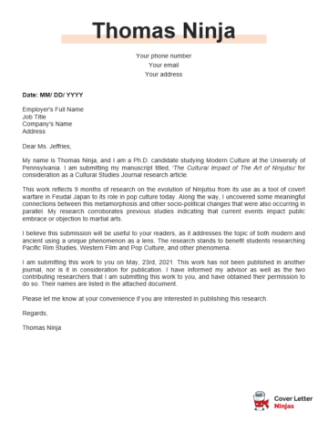 cover letter for manuscript submission cover letter for manuscript submission