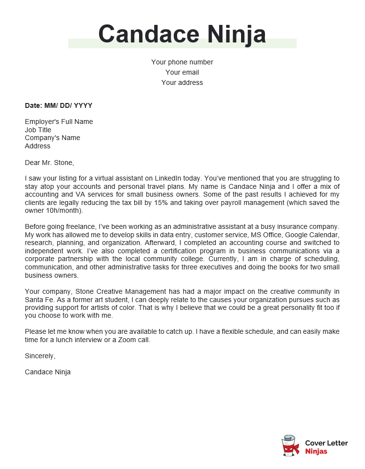 Virtual Assistant No Experience Cover Letter