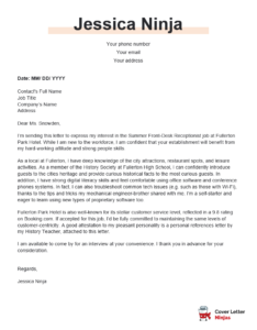 writing a cover letter high school student
