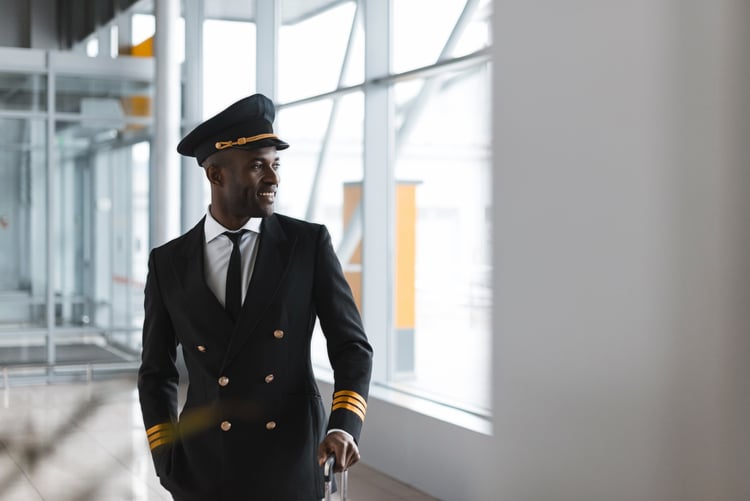 young pilot at the airport